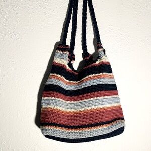 The Sak Original Crochet Mariner Striped Americana Shoulder Bag